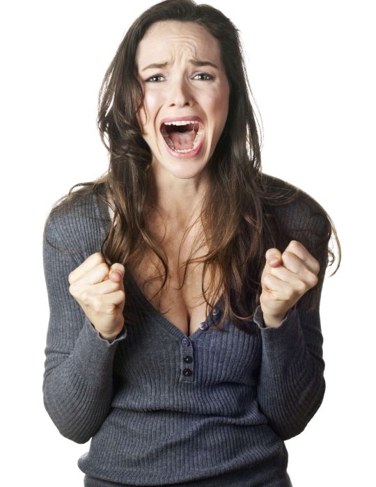 Upset nurse Woman screaming